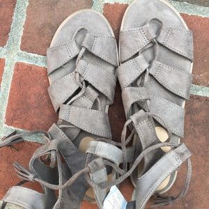 Taupe Lace Up Sandals
